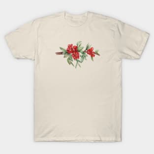 branch of japanese quince with red flowers T-Shirt